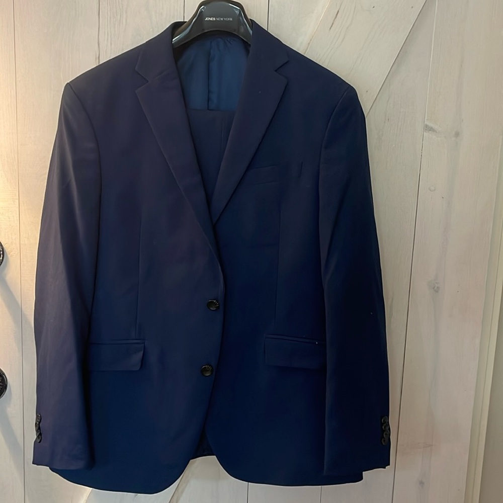 REACTION KENNETH COLE Navy suit flat front pants 42R 32W x 32L dark blue button